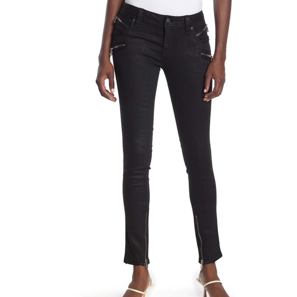 Rock Revival Skinny Zip Coated Moto Jeans